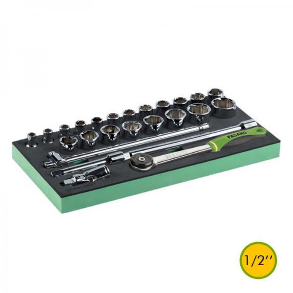 !FG 100-21C Σετ καρυδάκια 12pt-καστάνια-μανέλα-προέκταση 1/2" σε θήκη