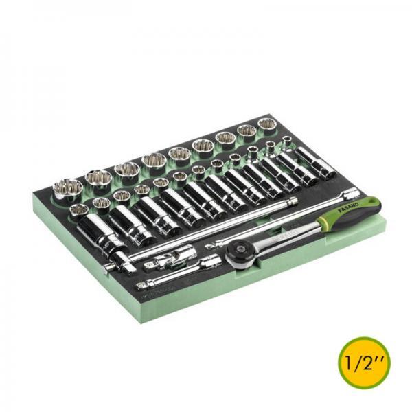 !FG 100-21H Σετ καρυδάκια 6pt-καστάνια-προεκτάσεις μαλακή θήκη 1/2"