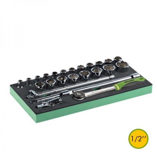 !FG 100-21IN Σετ καρυδάκια 6pt-προέκταση-μανέλα-καστάνια 1/2" σε θήκη