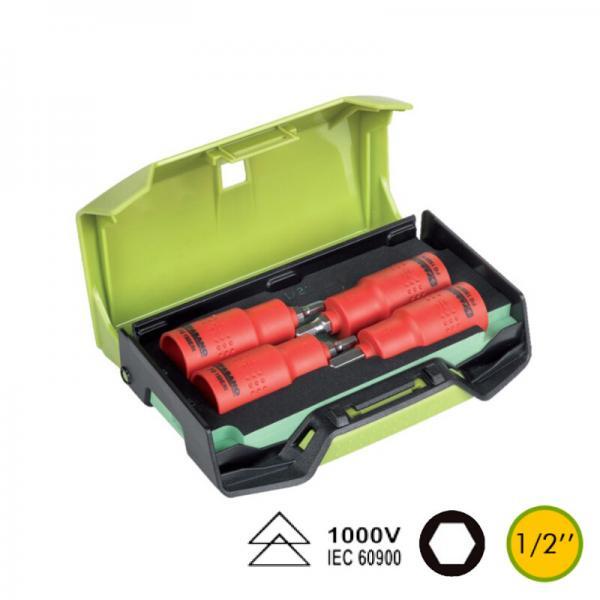 !FG 150E-S4 Σετ καρυδάκια μύτες μονωμένα 1/2" κασετίνα