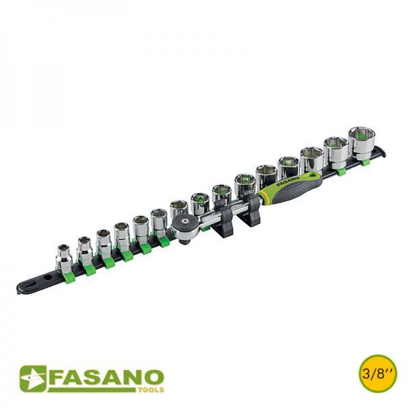 FG 624B_S16 Σετ καρυδάκια εξάγωνα 3/8" καστάνια ράγα