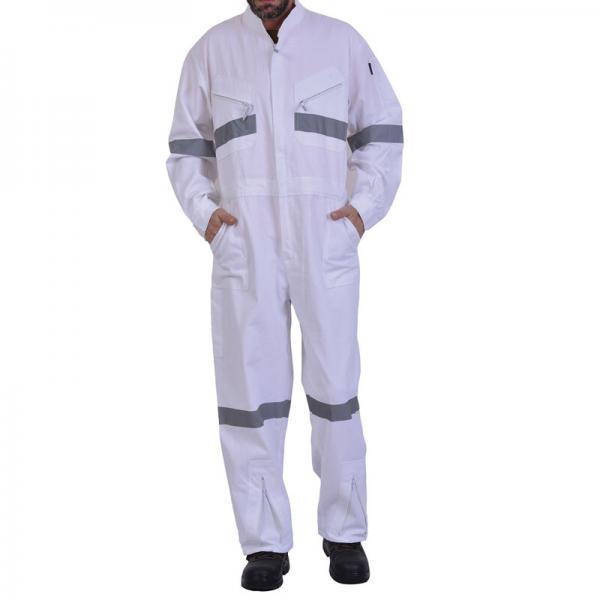 5175-040 Φόρμα ολόσωμη βαμβακερή λευκή ανακλαστικές ταινίες